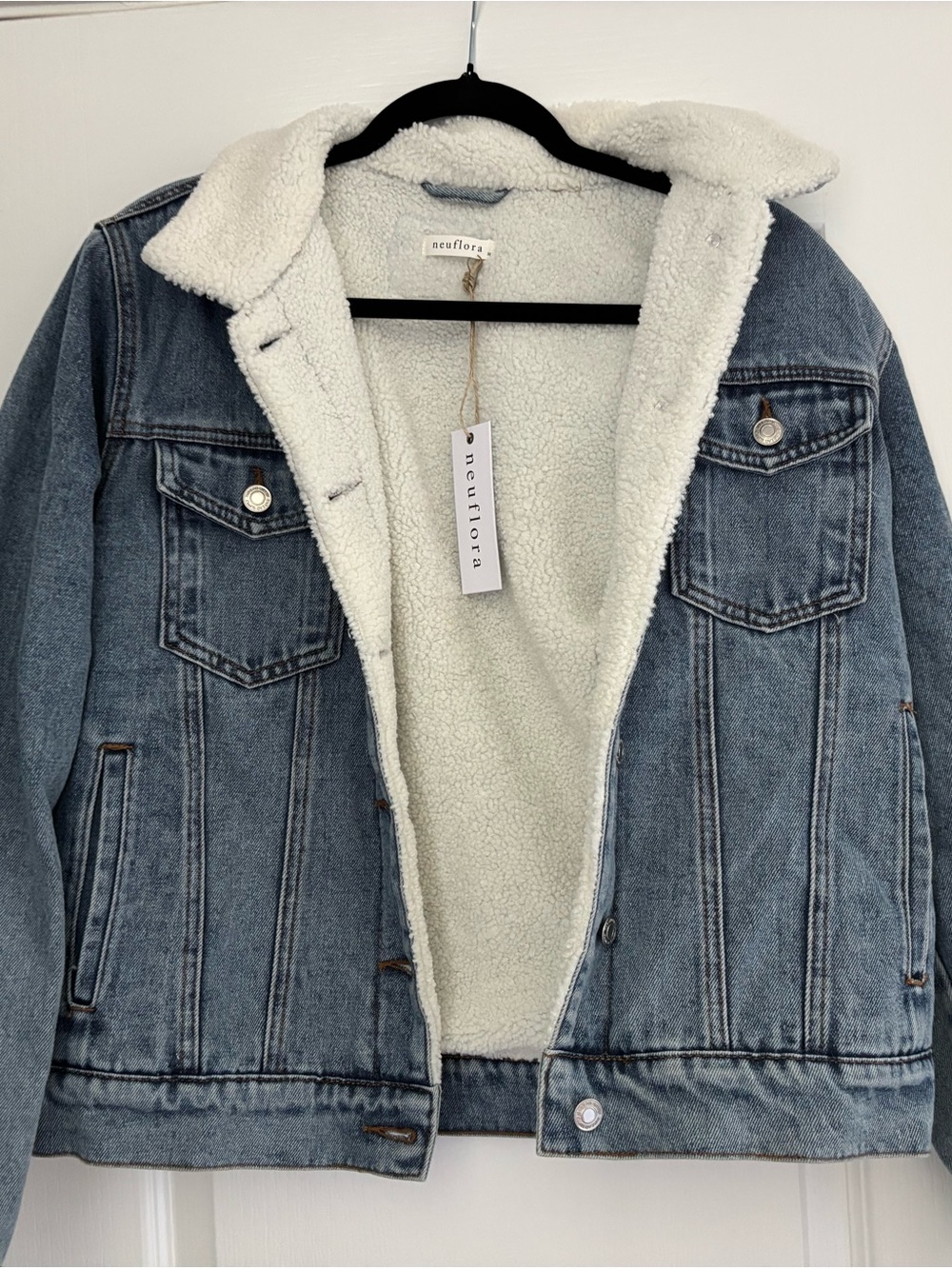 Neuflora Women's Sherpa-Lined Denim Jacket NWT M